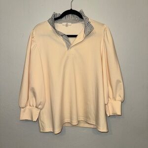 Entro Cream Blouse with Striped Collar